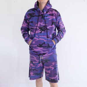 Superrradical Purple Black Camo Pullover Sweater And Shorts Matching Set Size M